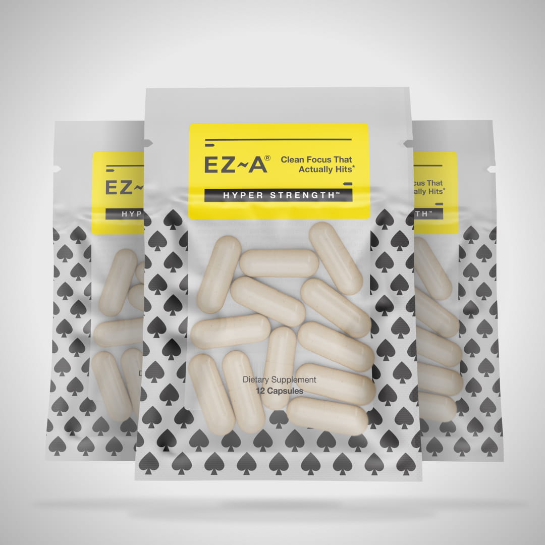 Three bags of EZ-A Hyper Strength 12CT nootropic supplements