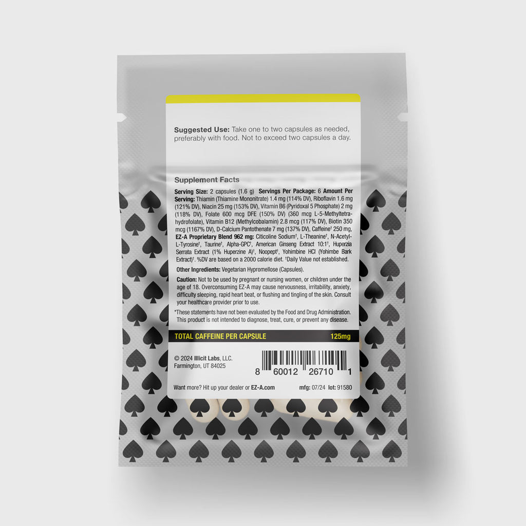 EZ-A 12-Count Back Panel with Supplement Facts