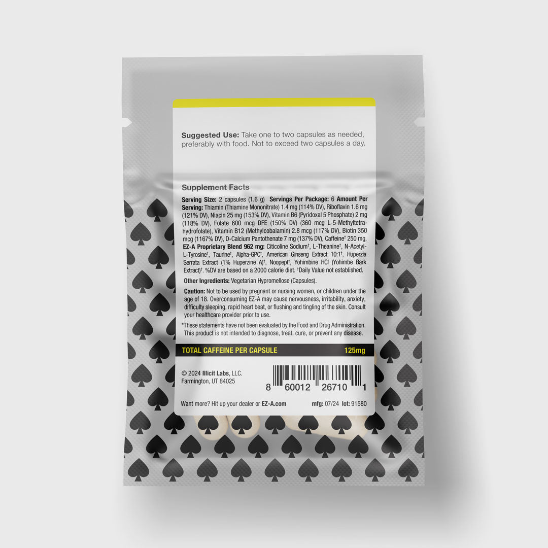 EZ-A 12-Count Back Panel with Supplement Facts