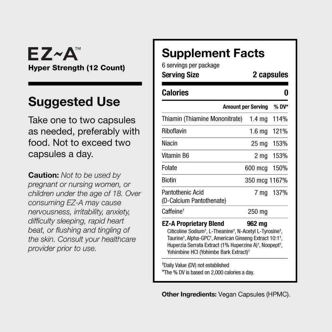 EZ-A from Illicit Labs suggested use and supplement fact panel