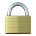 Brass padlock on a white background